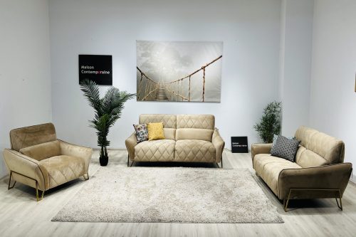 Salons 06 personnes en velours Beige