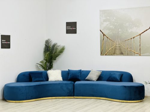 Canapé circulaire design tapissé en velours