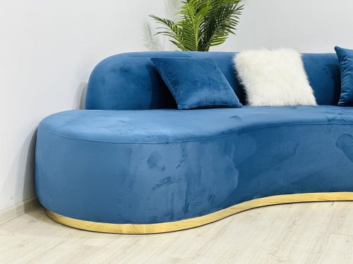Canapé circulaire design tapissé en velours – Image 3