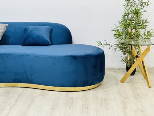 Canapé circulaire design tapissé en velours – Image 4
