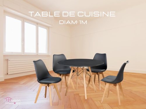 Table de cuisine Rond Diam 100 cm - 04 ch BLACK