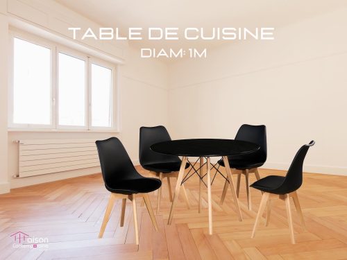 Table de cuisine Rond Diam 100 cm - 04 ch Black Black