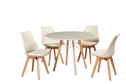 Table de cuisine Rond Diam 100 cm - 04 ch Crème – Image 2