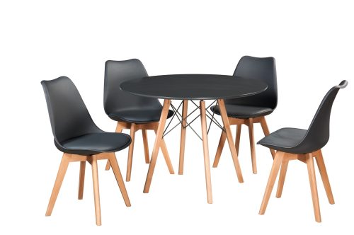 Table de cuisine Rond Diam 100 cm - 04 ch BLACK – Image 2