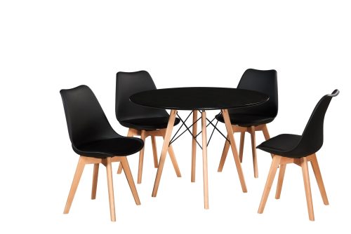 Table de cuisine Rond Diam 100 cm - 04 ch Black Black – Image 2