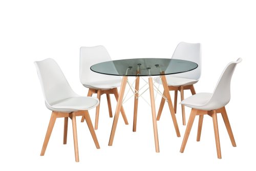 Table de cuisine Rond Diam 100 cm - 04 ch en verre – Image 2