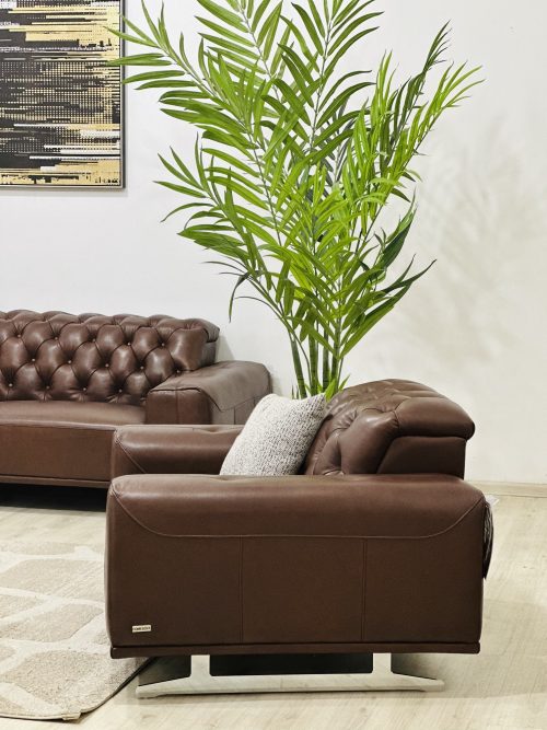 CANAPÉS CAPITONNÉES LEATHER 100% 06 place marron – Image 4